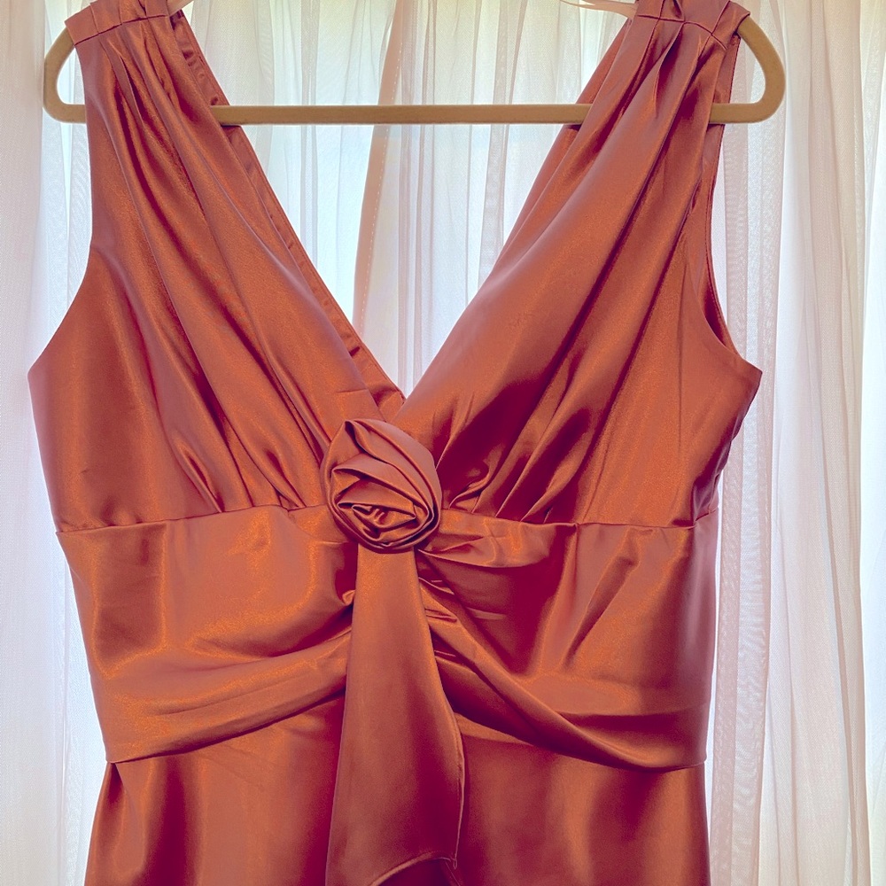 Pink satin sleeveless dress blouse